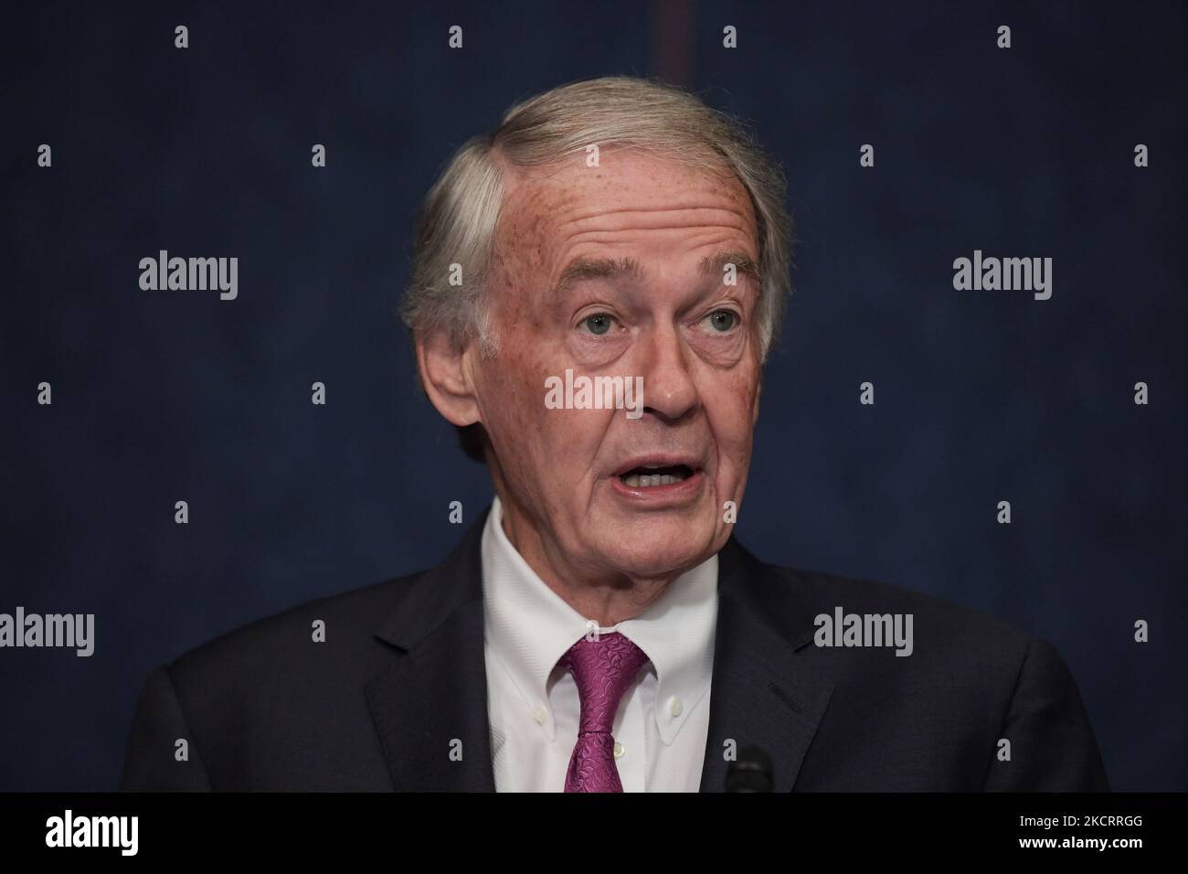 US Senator Ed Markey(D-MA) speaks during a press conference about Online Privacy Protection Act, today on October 27, 2021 at SVC/Capitol Hill in Washington DC, USA. (Photo by Lenin Nolly/NurPhoto) Stock Photo