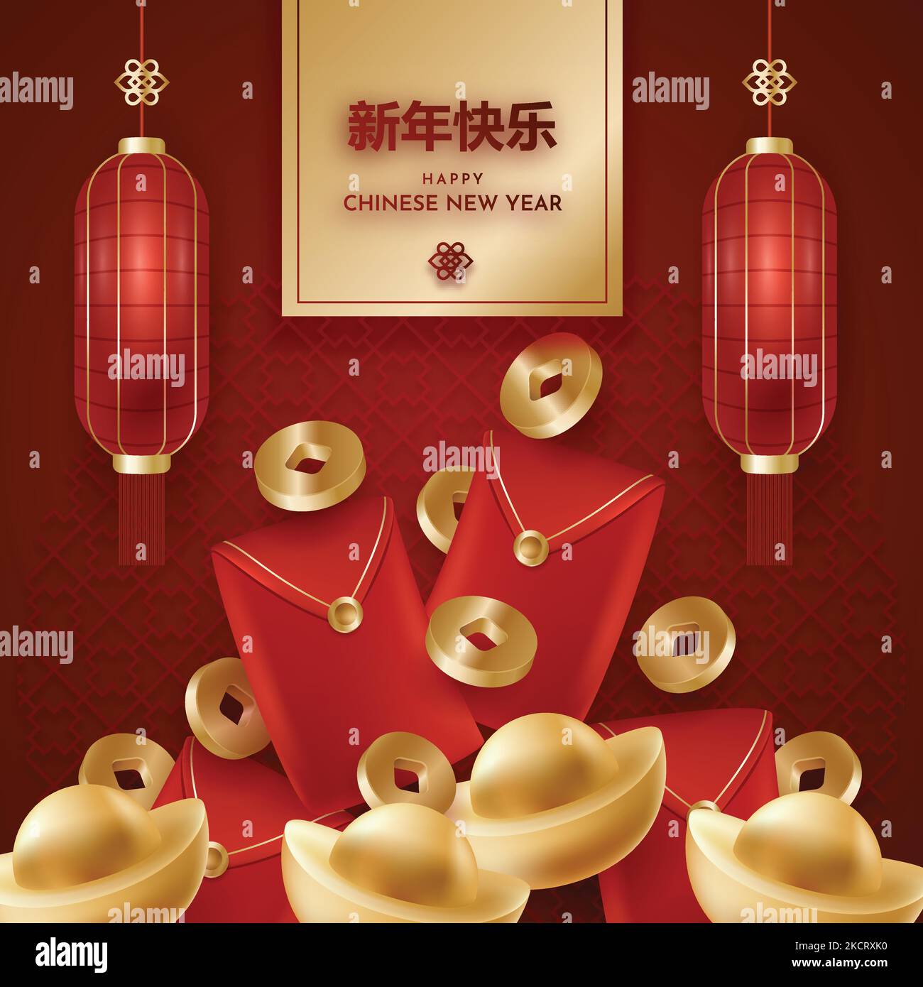 realistic chinese new year lucky money illustration vector design