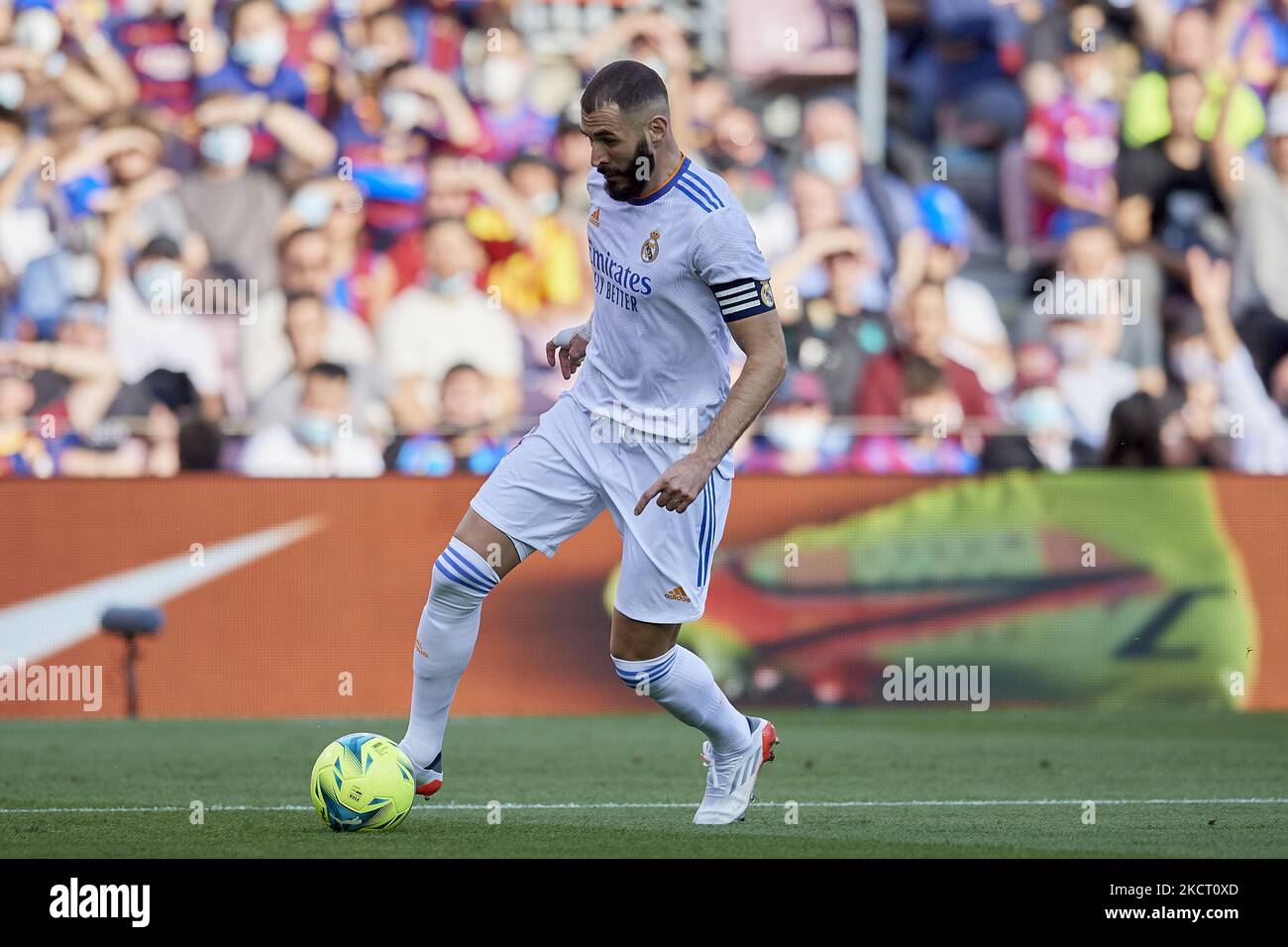 Karim Benzema of Real Madrid runs with the ball during the La Liga ...