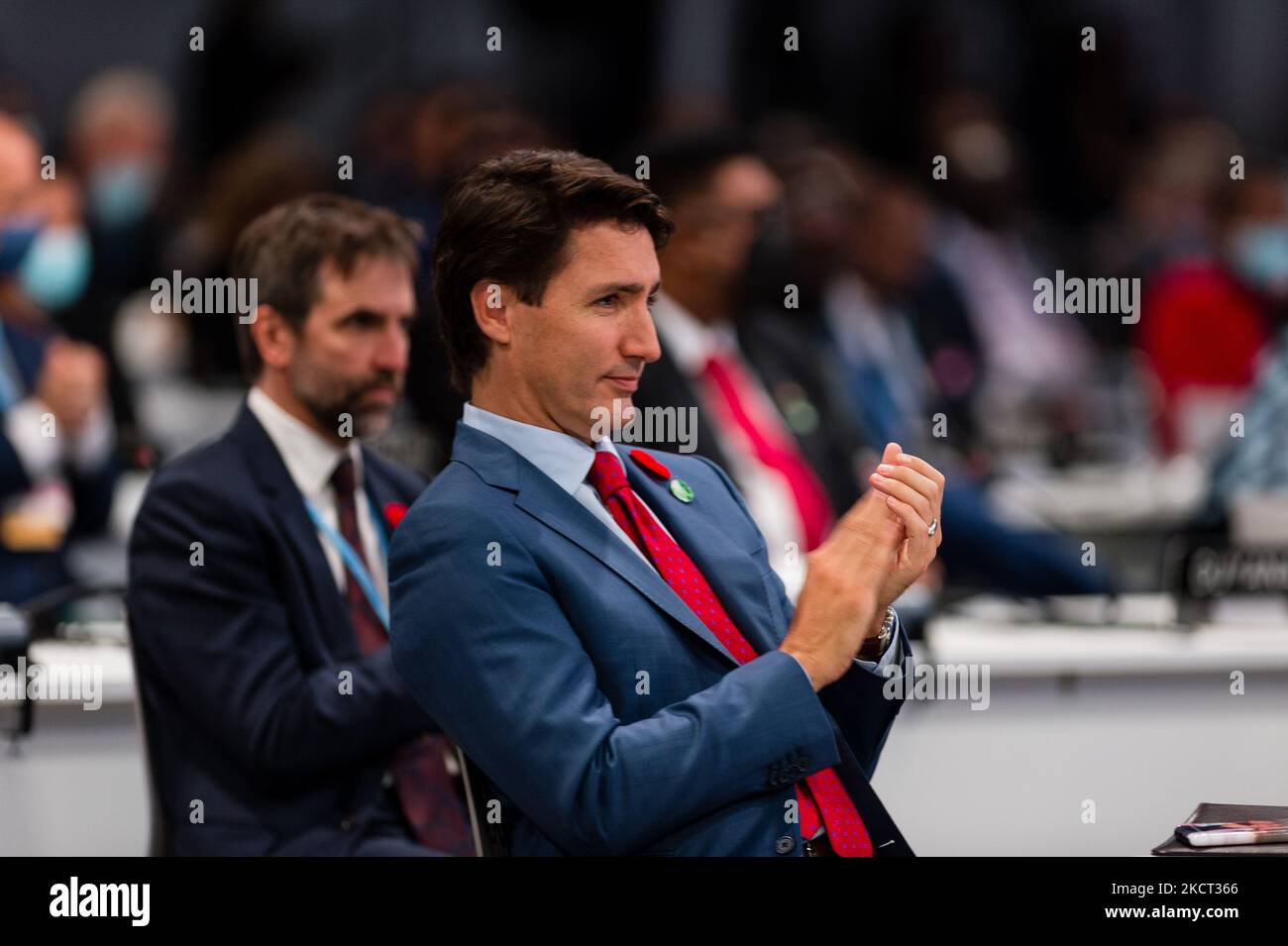 Canada's Prime Minister Justin Trudeau attends the opening ceremony of the UN Climate Change Conference COP26 in Glasgow, United Kingdom, 1 November 2021. COP26, running from October 31 to November 12 in Glasgow will be the biggest climate conference since the 2015 Paris summit and is seen as crucial in setting worldwide emission targets to slow global warming, as well as firming up other key commitments. (Photo by Maciek Musialek/NurPhoto) Stock Photo