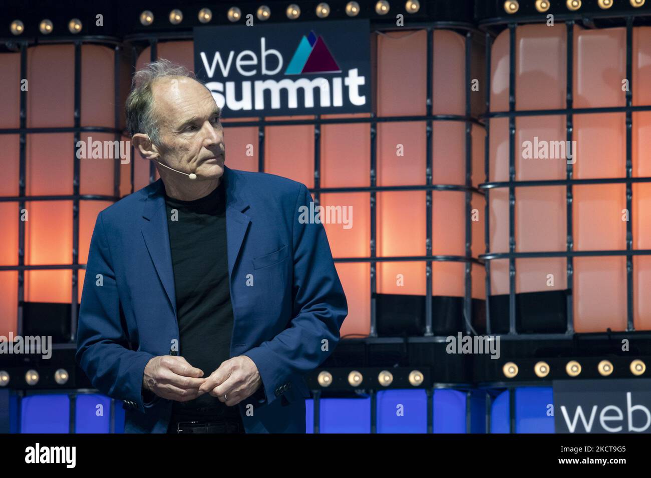 Sir Tim Berners-Lee and John Bruce speaks at last day in the Web Summit 2021 in Lisbon, Portuga, on November 4,2021 (Photo by Rita Franca/NurPhoto) Stock Photo