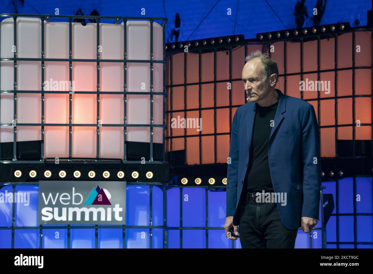 Sir Tim Berners-Lee and John Bruce speaks at last day in the Web Summit 2021 in Lisbon, Portuga, on November 4,2021 (Photo by Rita Franca/NurPhoto) Stock Photo