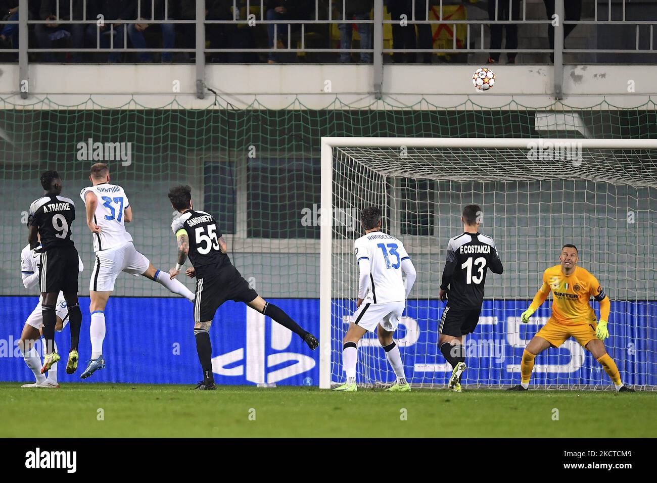 Adama Traore scores in action during the UEFA Champions League group D football match between Sheriff and Inter Milan at Sheriff Stadium in Tiraspol on November 3, 2021. (Photo by Alex Nicodim/NurPhoto) Stock Photo
