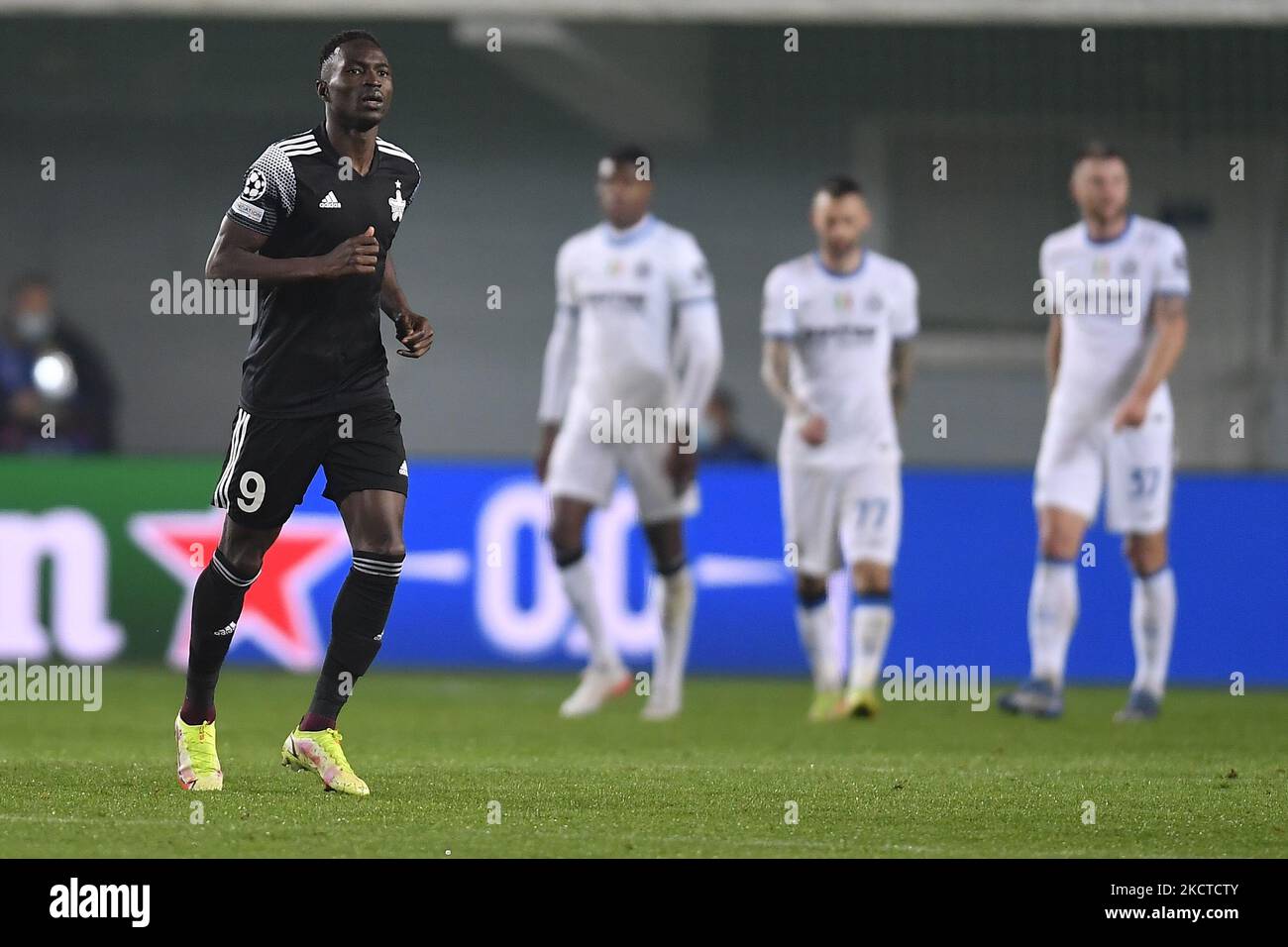 Adama Traore celebrates in action during the UEFA Champions League group D football match between Sheriff and Inter Milan at Sheriff Stadium in Tiraspol on November 3, 2021. (Photo by Alex Nicodim/NurPhoto) Stock Photo