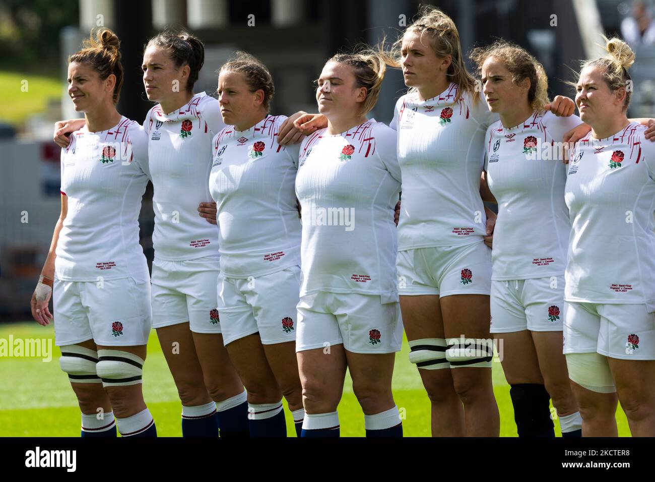 England during the national anthems during the Women's Rugby World Cup ...