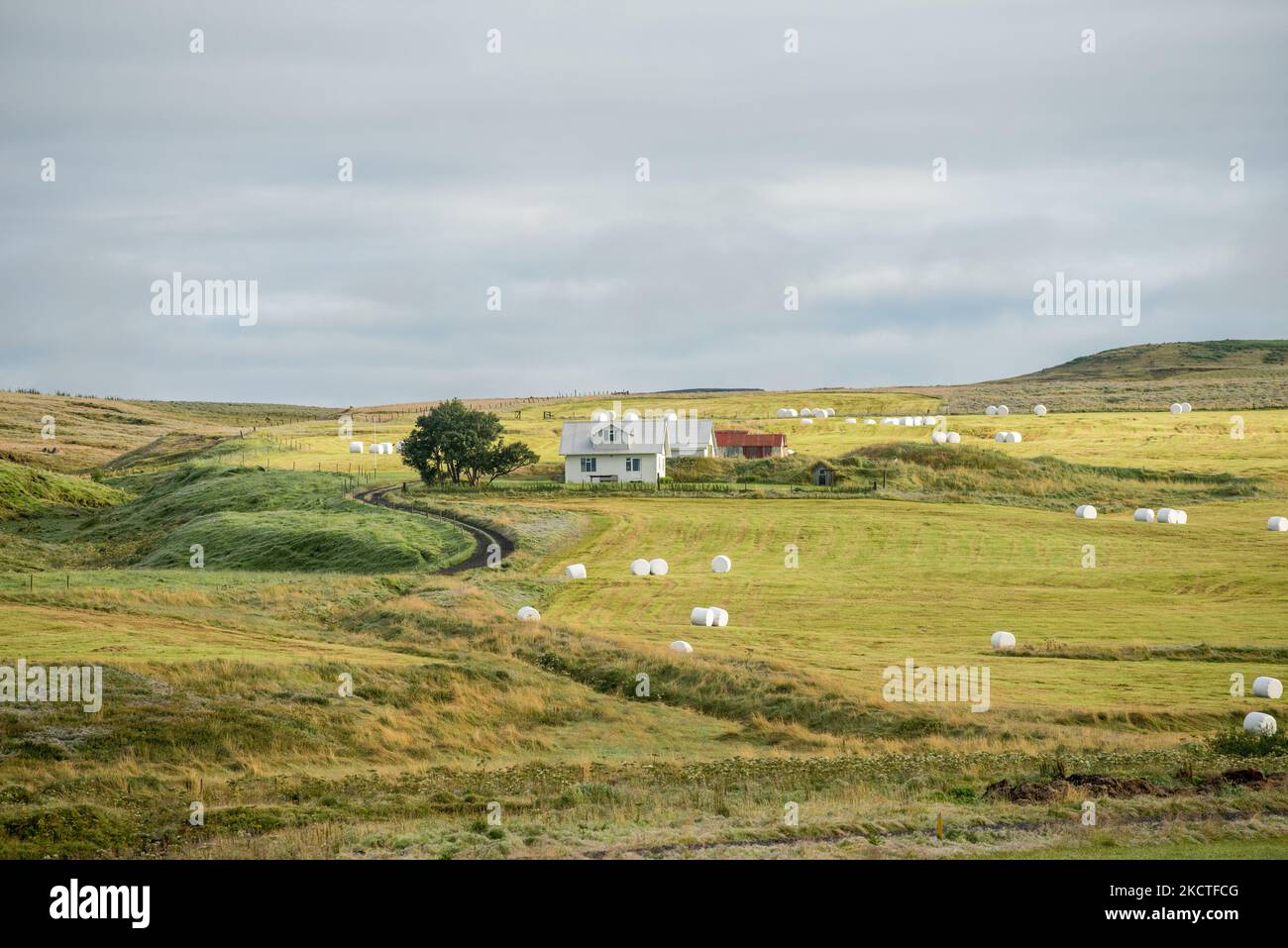 Farm at Hlidarendi countryside - renown from the Icelandic saga of Njal describing events between 960 and 1020 Stock Photo