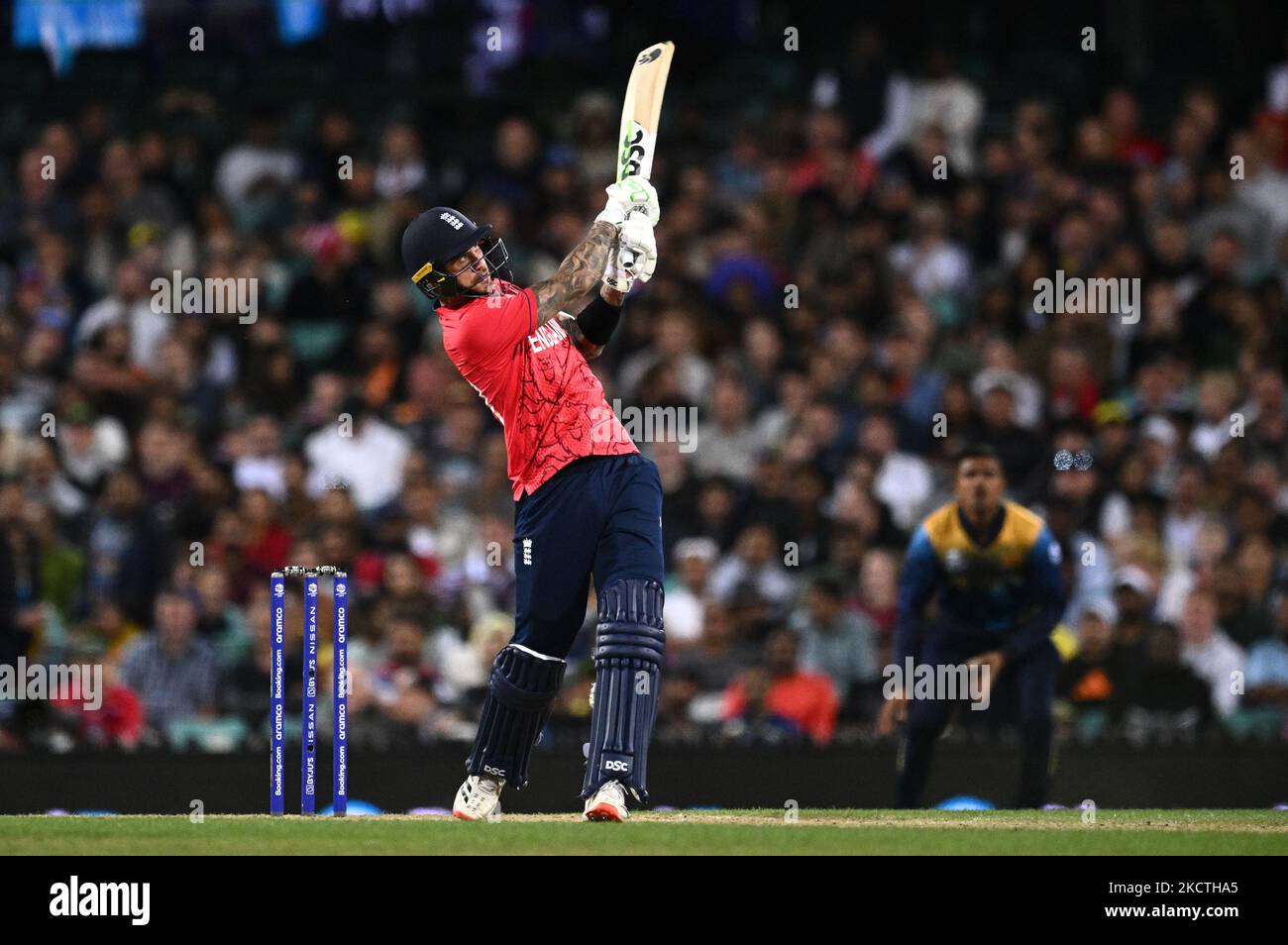 England's Alex Hales hits a six during the T20 World Cup match at the Sydney Cricket Ground, Sydney. Picture date: Saturday November 5, 2022. Stock Photo