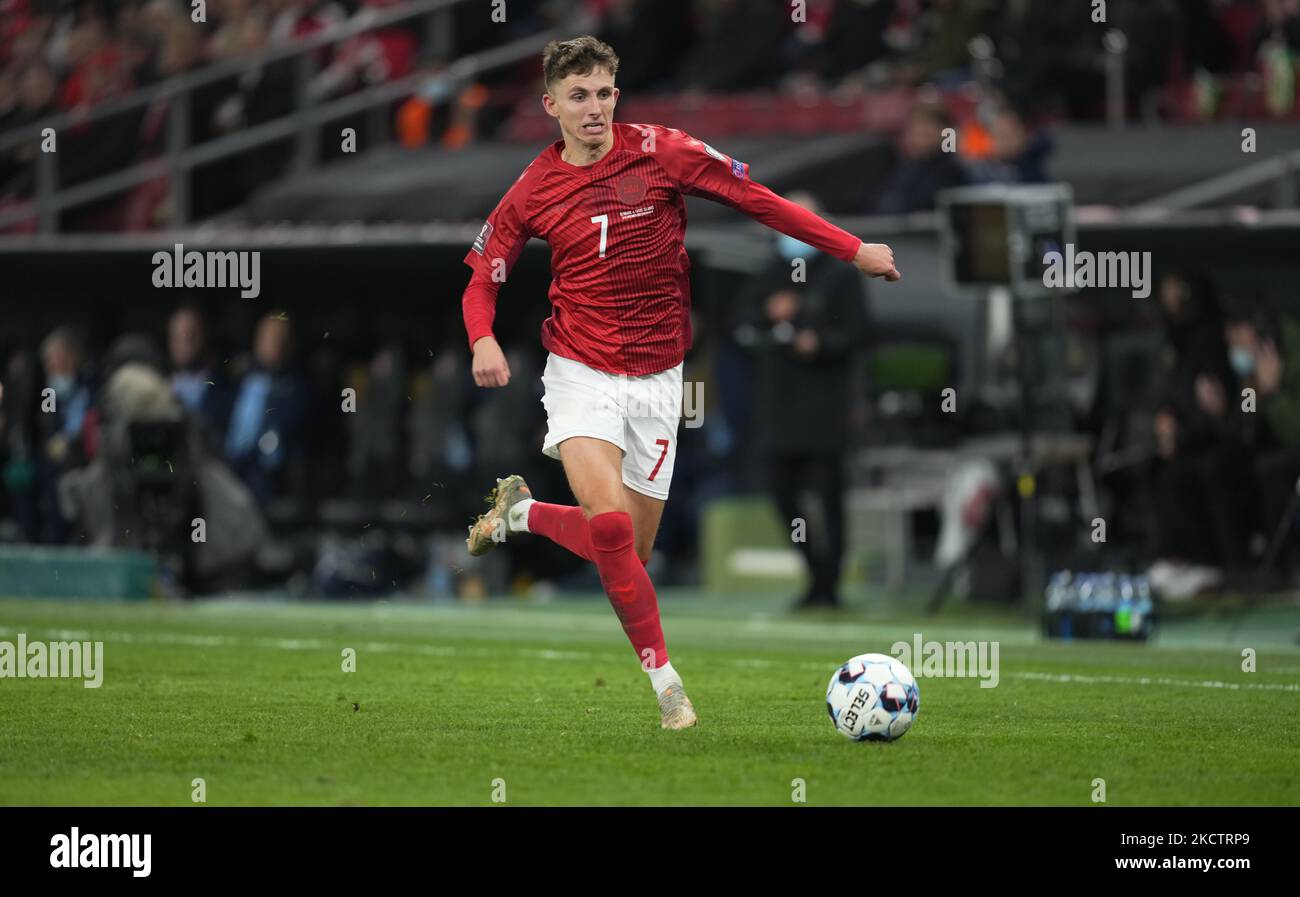 Jesper Lindstroem of Denmark during Denmark against Faroe Islands ...