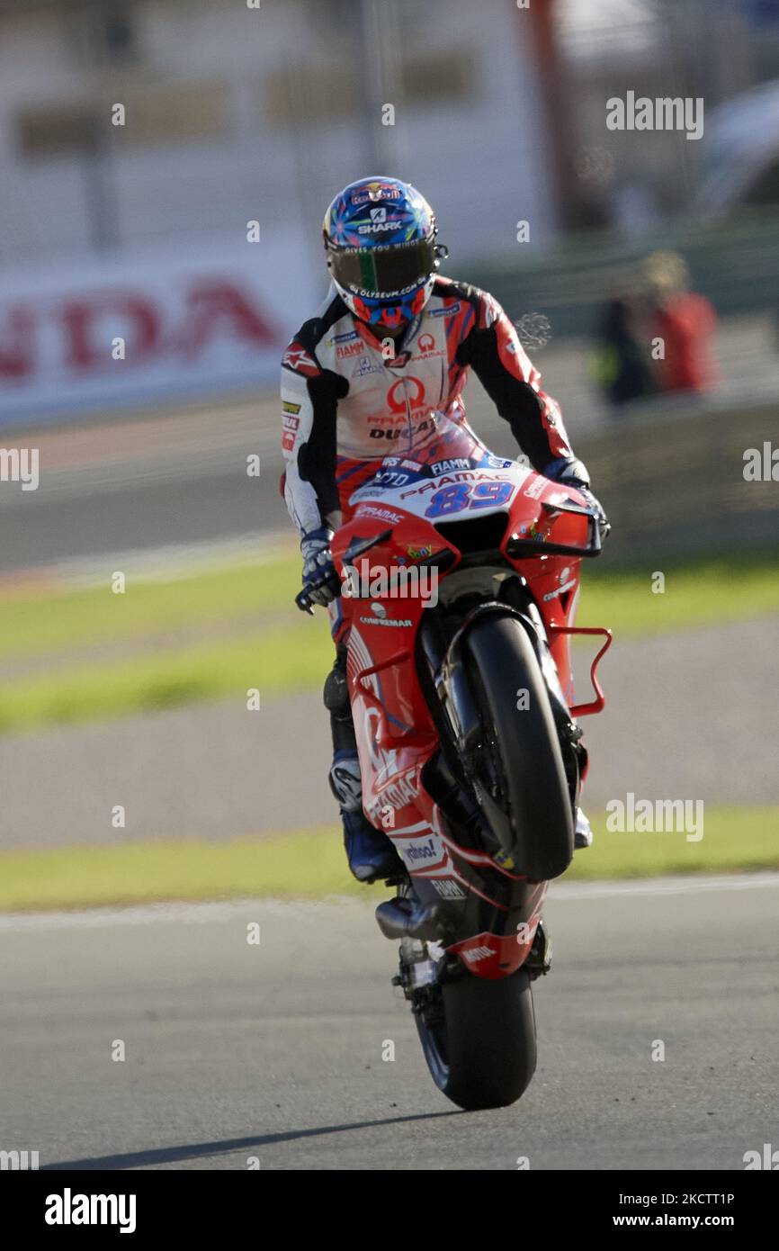 Jorge Martin (89) of Spain and Pramac Racing Ducati during the qualifying of Gran Premio Red Bull de España at at Ricardo Tormo Circuit on November 13, 2021 in Valencia, Spain. (Photo by Jose Breton/Pics Action/NurPhoto) Stock Photo