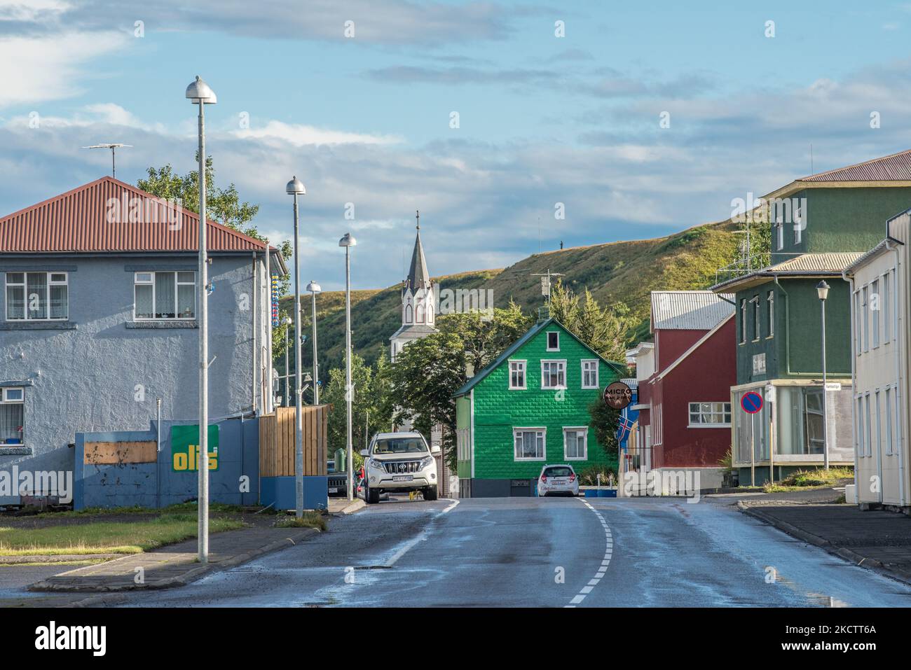 Saudarkrokur is a popular stop among tourists travelling on the ring road in northern Iceland. Stock Photo