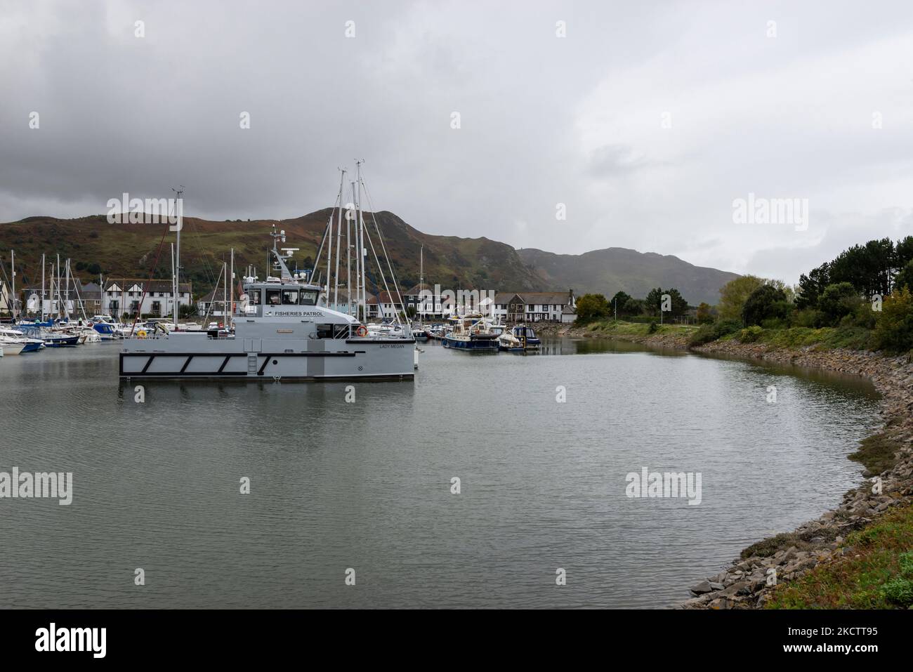 Conwy marina on the coast of North Wales. A cloudy autumn day Stock