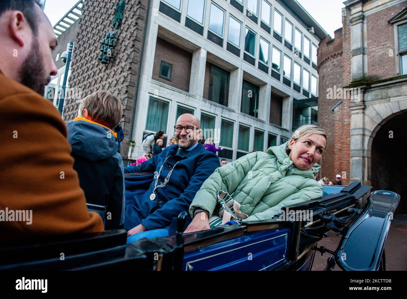 The Mayor of Arnhem, Ahmed Marcouch is arriving in a carriage during the St. Nicholas entrance in Arnhem, on November 13th, 2021. (Photo by Romy Arroyo Fernandez/NurPhoto) Stock Photo