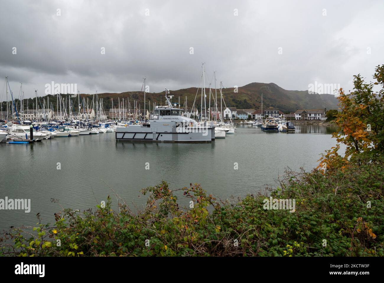 Conwy marina on the coast of North Wales. A cloudy autumn day Stock