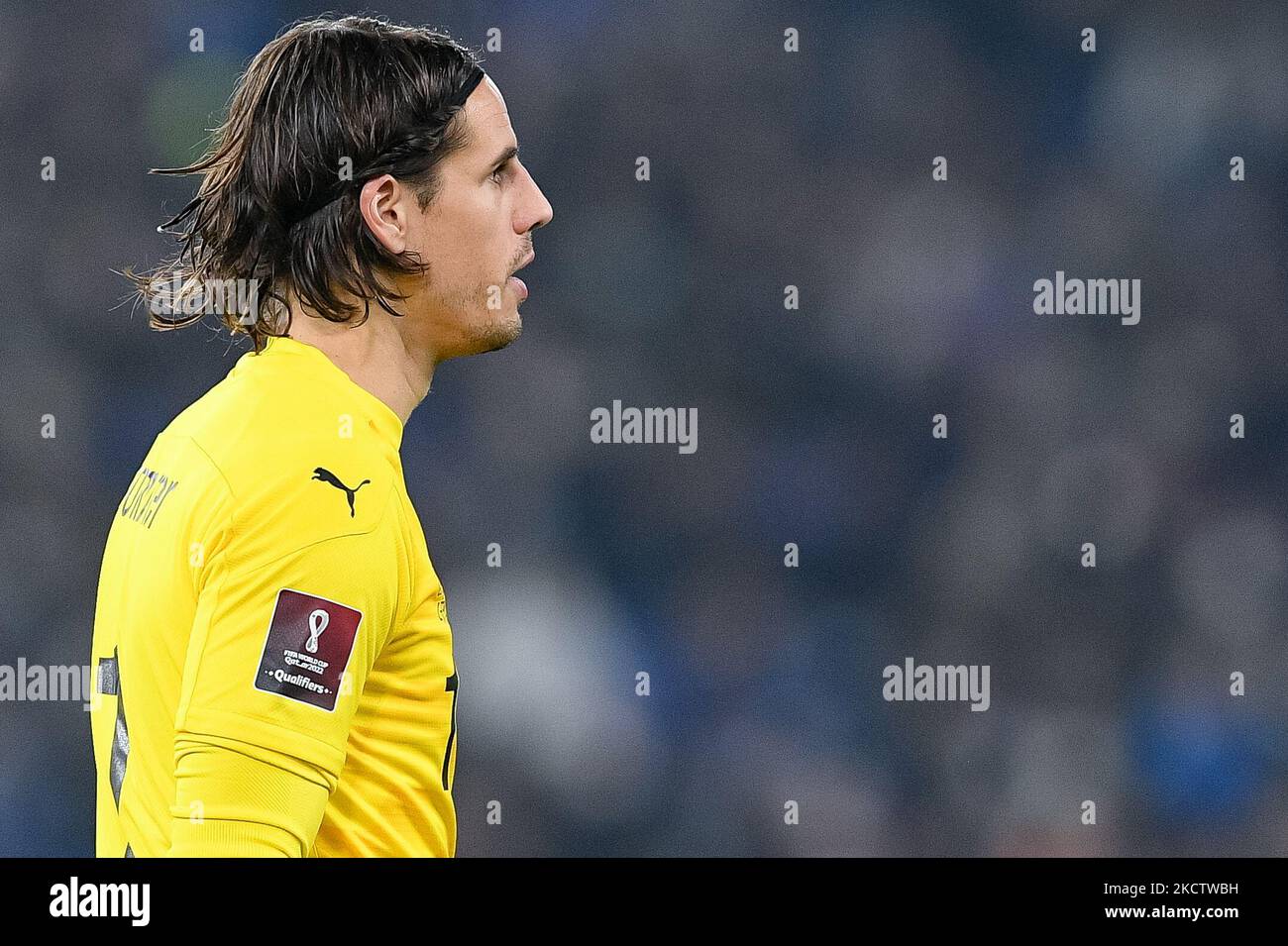 Yann Sommer of Switzerland looks on during the World Cup 2022 qualifier football match between Italy and Switzerland at Stadio Olimpico, Rome, Italy on 12 November 2021. (Photo by Giuseppe Maffia/NurPhoto) Stock Photo