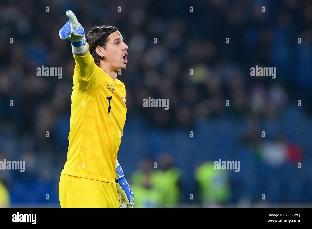 Yann Sommer of Switzerland gestures during the World Cup 2022 qualifier football match between Italy and Switzerland at Stadio Olimpico, Rome, Italy on 12 November 2021. (Photo by Giuseppe Maffia/NurPhoto) Stock Photo