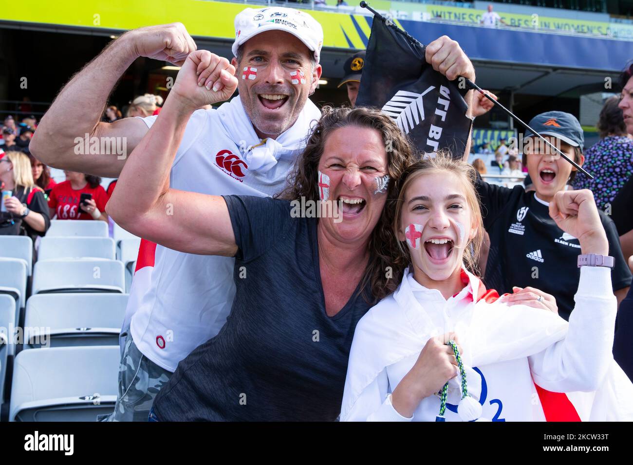 England fans during the Women's Rugby World Cup semi-final match at Eden Park, Auckland. Picture date: Saturday November 5, 2022. Stock Photo