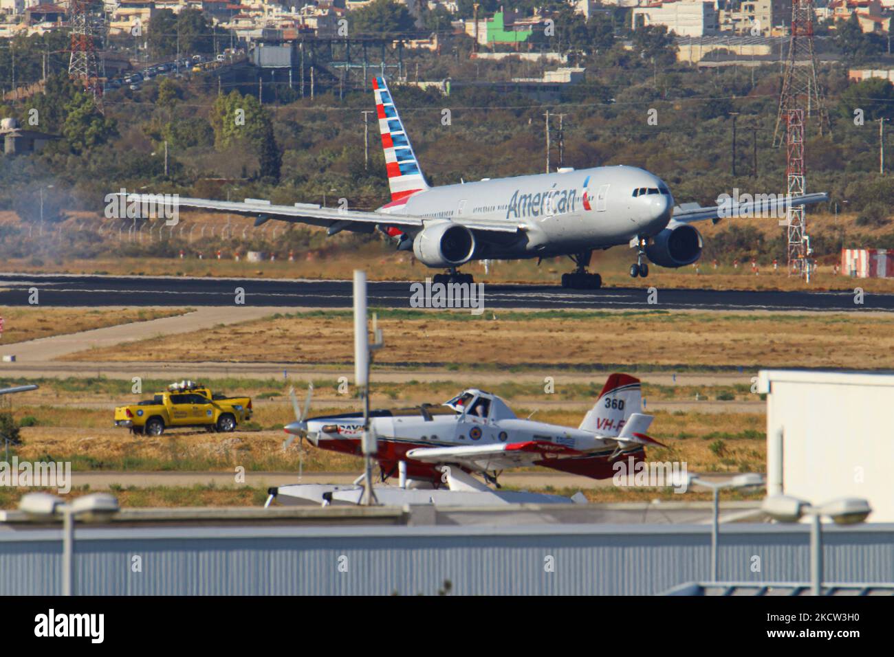 American Airlines Boeing 777200 aircraft as seen taxiing after landing