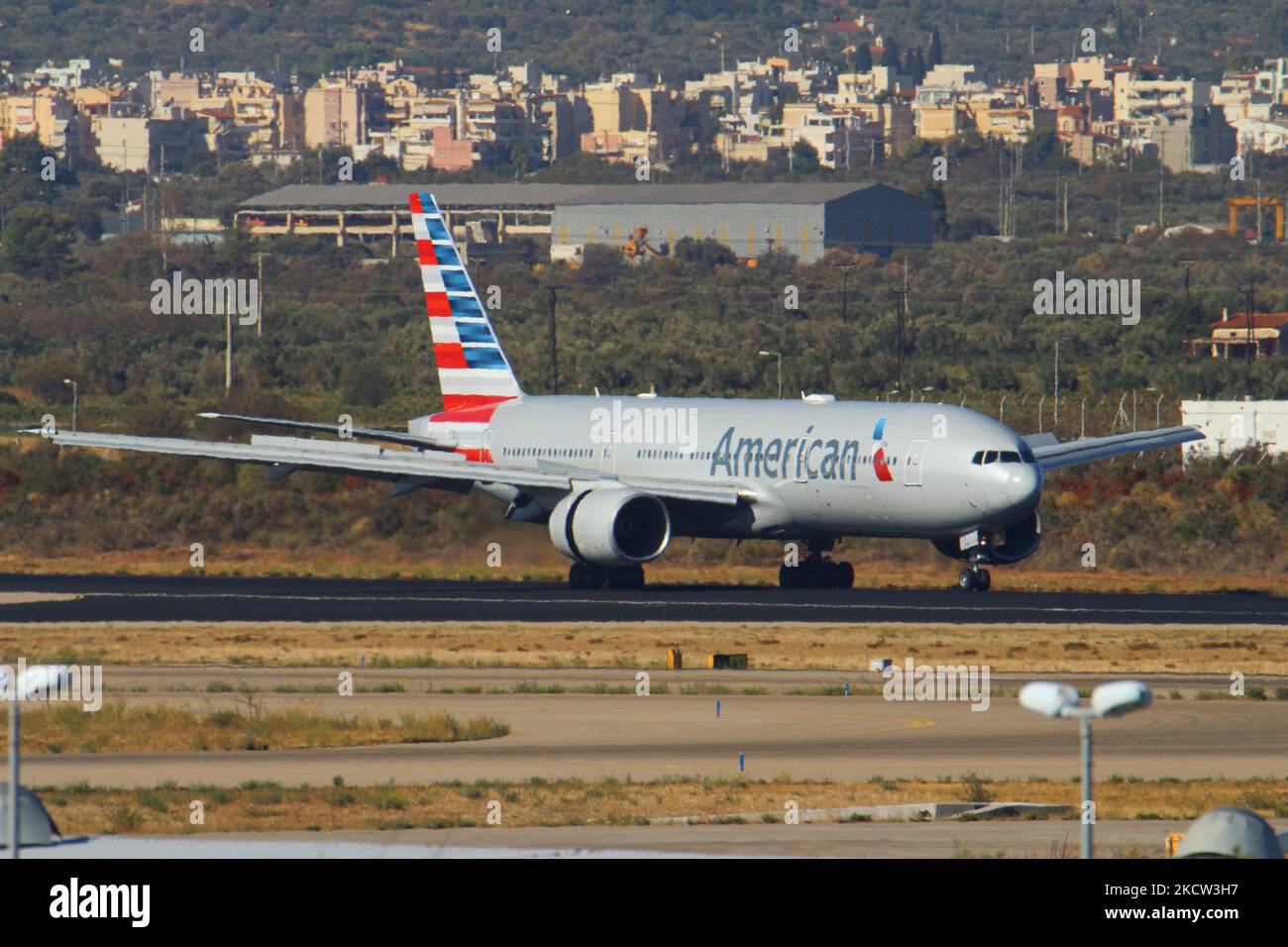 American Airlines Boeing 777200 aircraft as seen taxiing after landing
