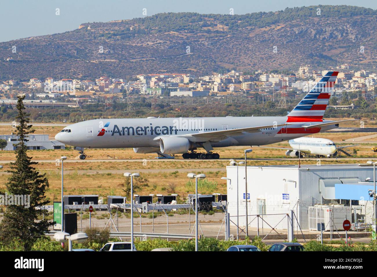 American Airlines Boeing 777200 aircraft as seen taxiing after landing
