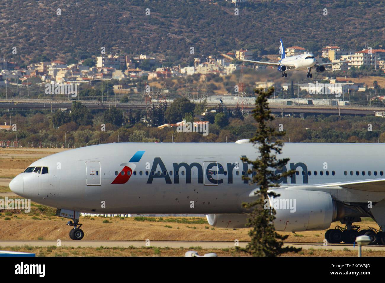 American Airlines Boeing 777200 aircraft as seen taxiing after landing