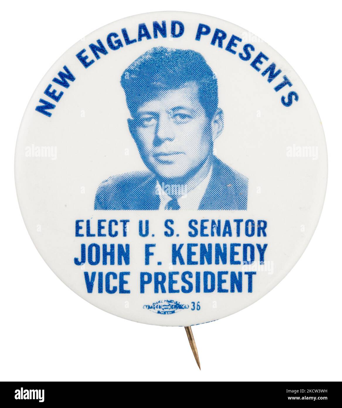 John F. Kennedy - JFK - Button for the 1956 Democratic National Convention - Elect U.S. Senator John F. Kennedy  Vice President Stock Photo
