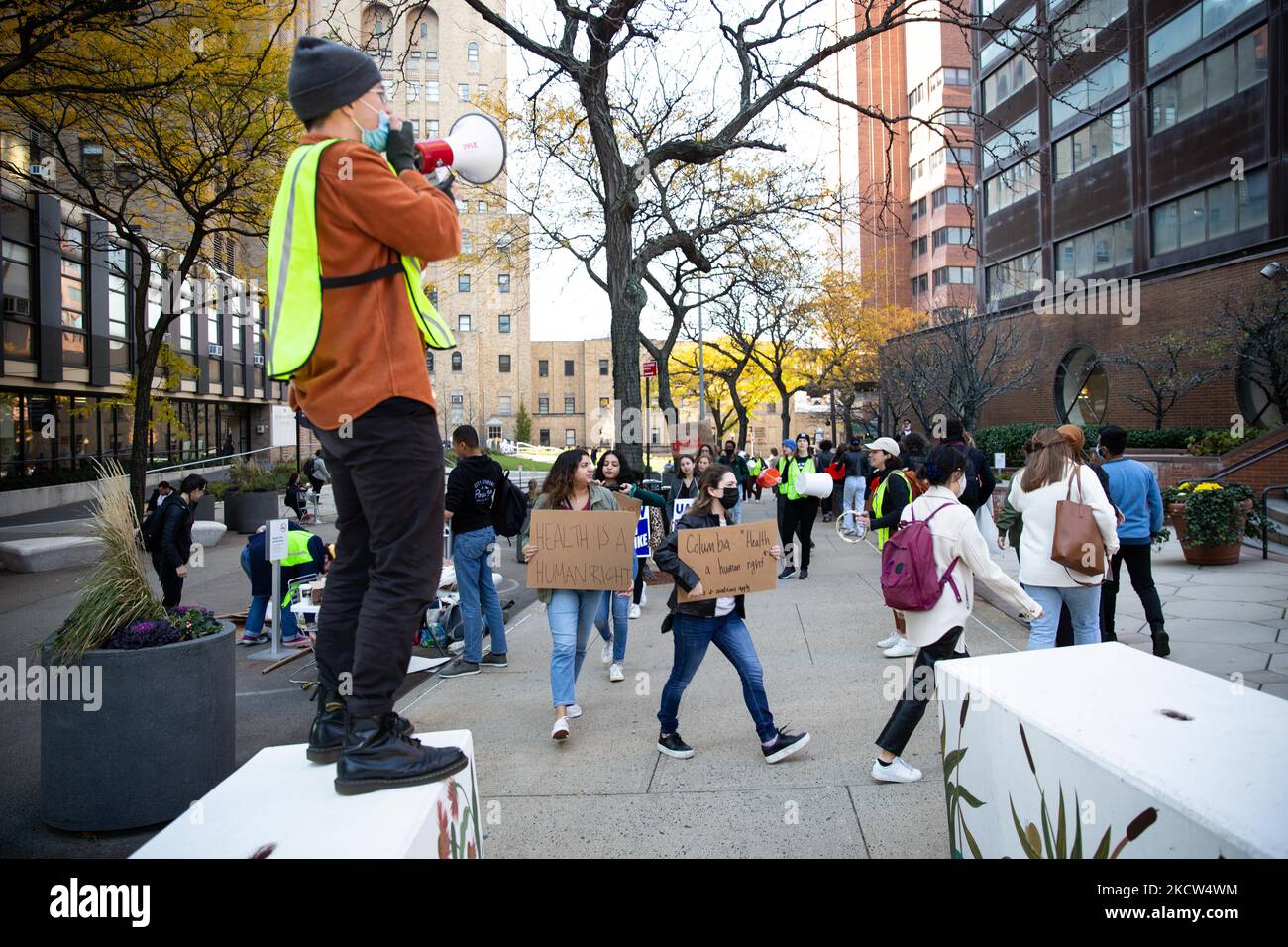 Dozens of union members affiliated with the Student Workers of Columbia ...