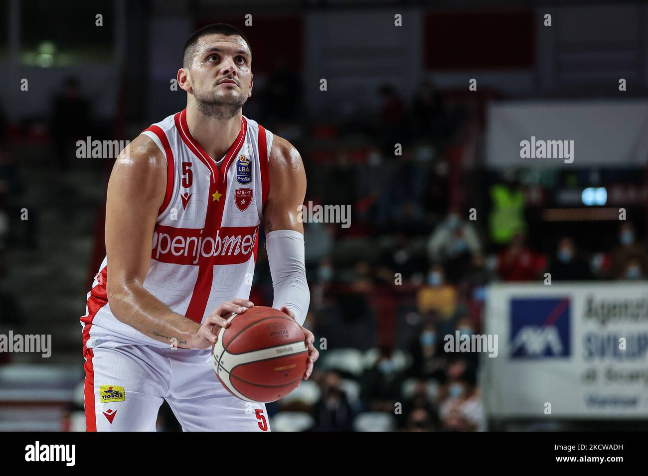 Alessandro Gentile #5 of Pallacanestro Varese OpenJobMetis in action during  the italian basketball LBA Lega Basket A 2021/22 Regular Season match  between OpenJobMetis Varese and Bertram Derthona Basket Tortona at  Enerxenia Arena,