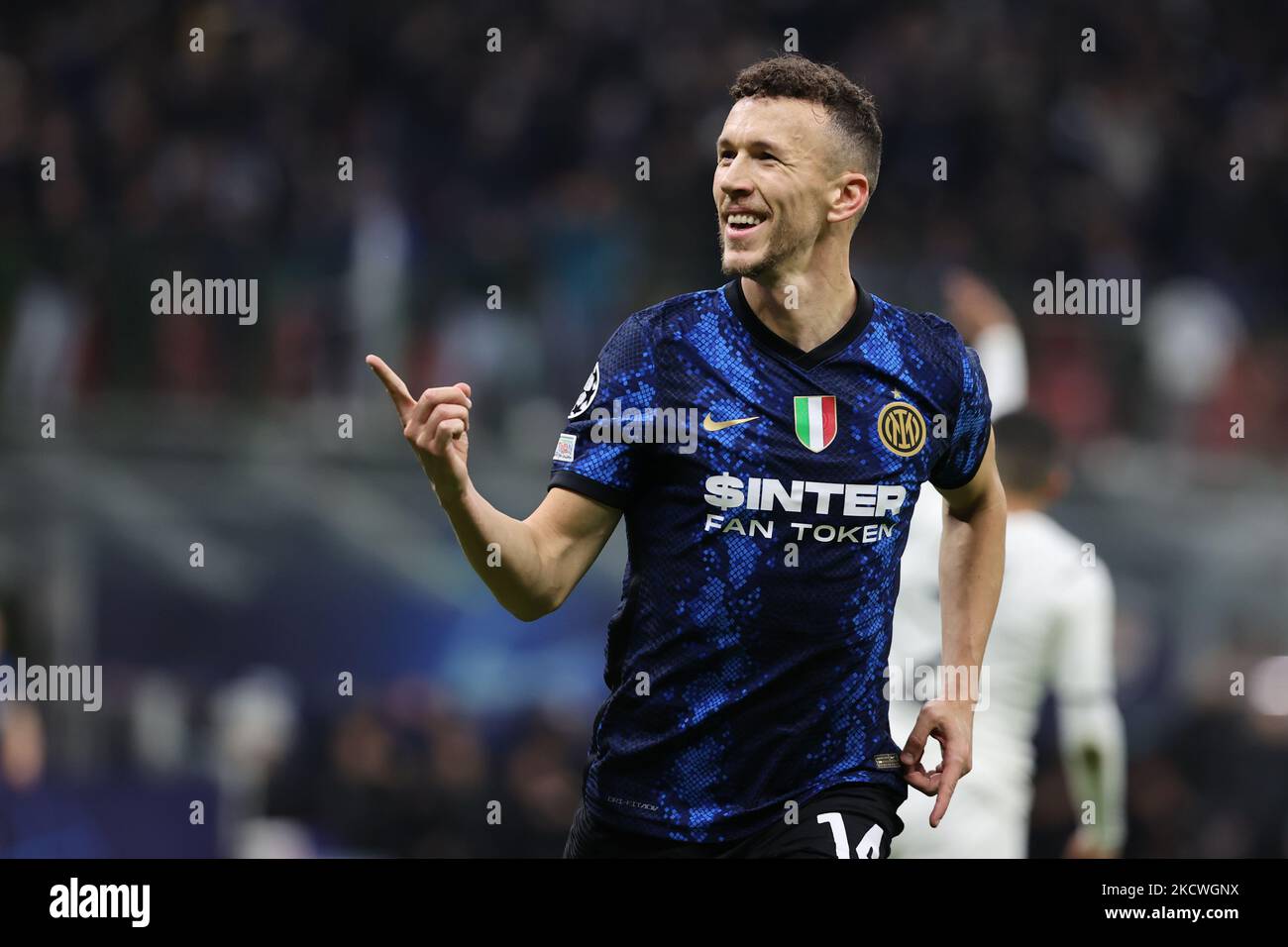 Ivan Perisic of FC Internazionale reacts during the UEFA Champions League 2021/22 Group Stage - Group D football match between FC Internazionale and FC Shakhtar Donetsk at Giuseppe Meazza Stadium, Milan, Italy on November 24, 2021 (Photo by Fabrizio Carabelli/LiveMedia/NurPhoto) Stock Photo