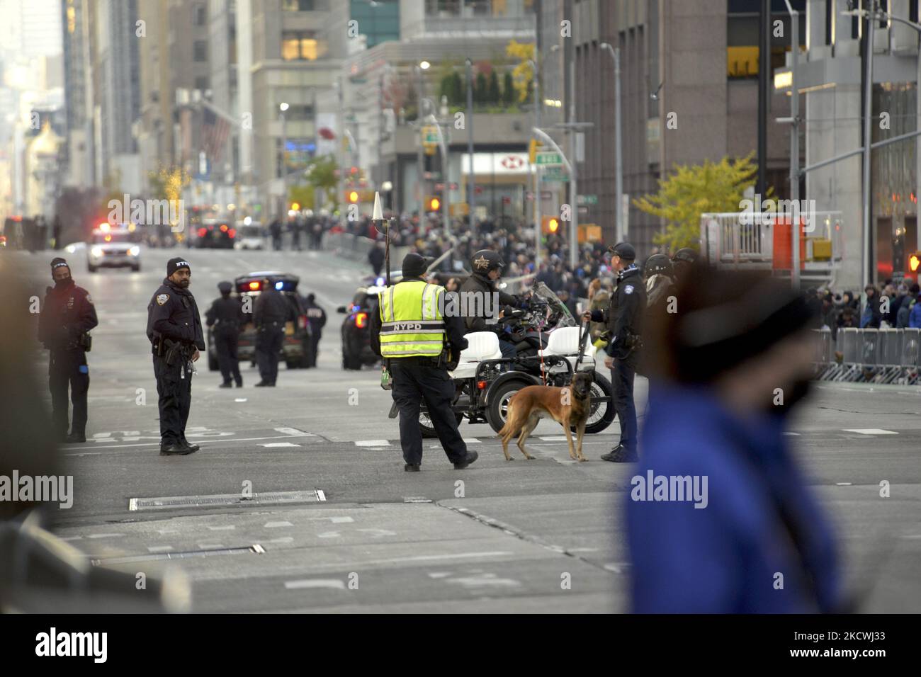 NYC police stand by at the Macy's parade ahead of the 95th Macy's