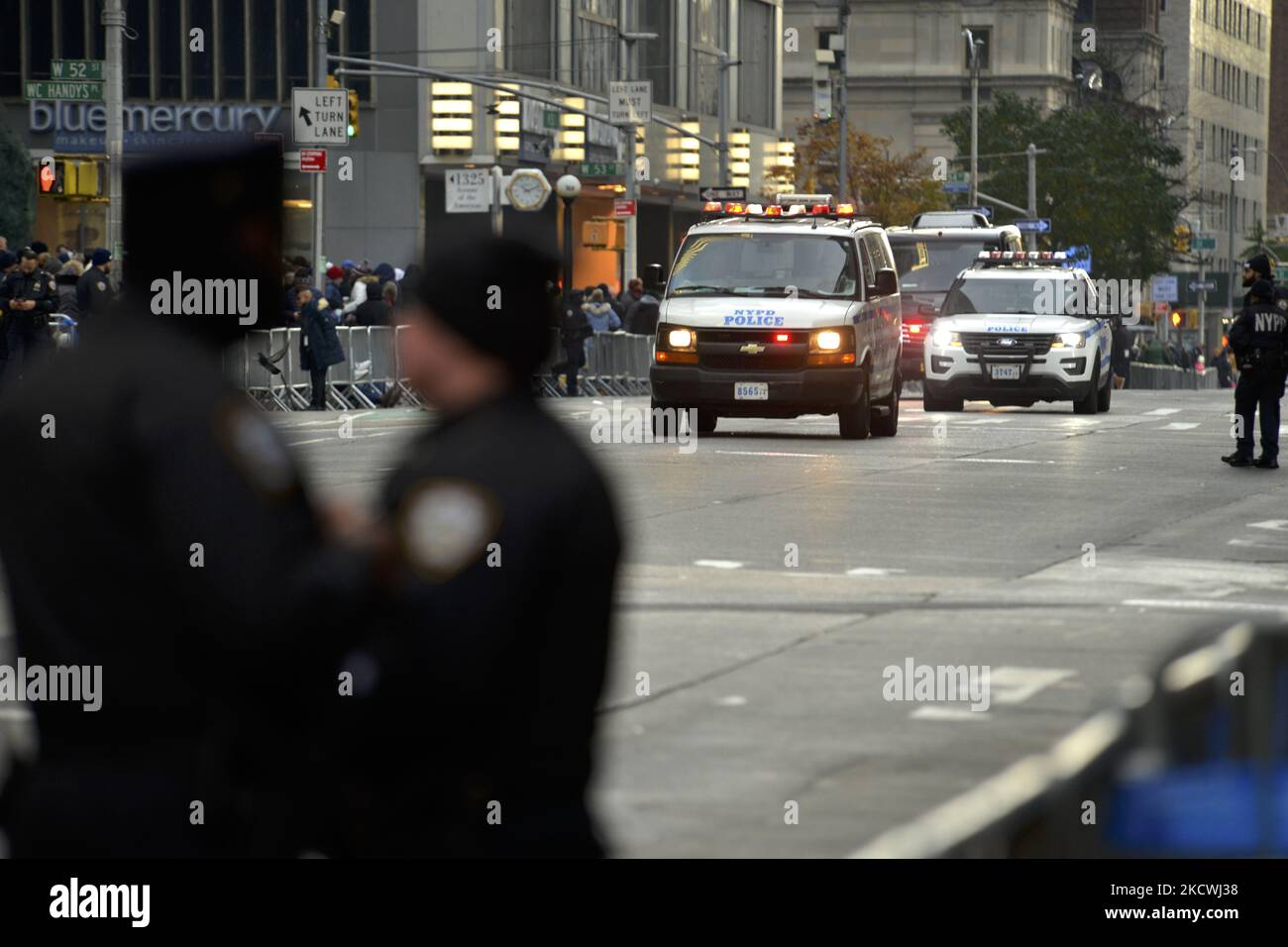 NYC police stand by at the Macy's parade ahead of the 95th Macy's