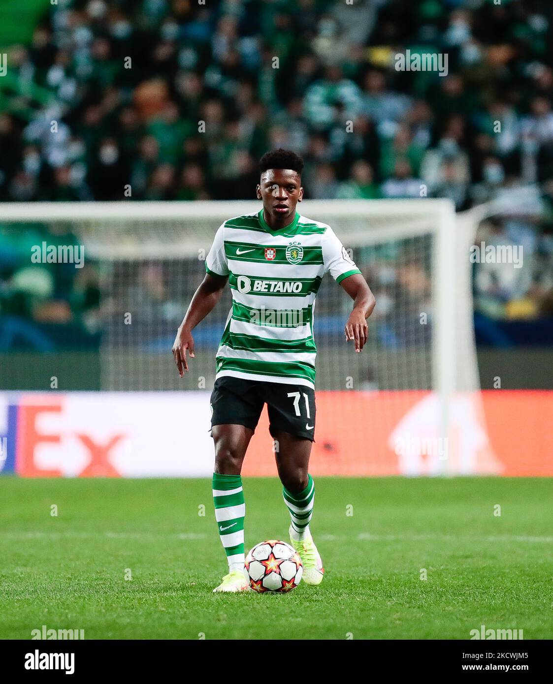 Flavio Nazinho of Sporting CP during the Group C - UEFA Champions League match between Sporting CP and Borussia Dortmund at Estadio Jose Alvalade on November 24, 2021 in Lisbon, Portugal. (Photo by Paulo Nascimento/NurPhoto) Stock Photo