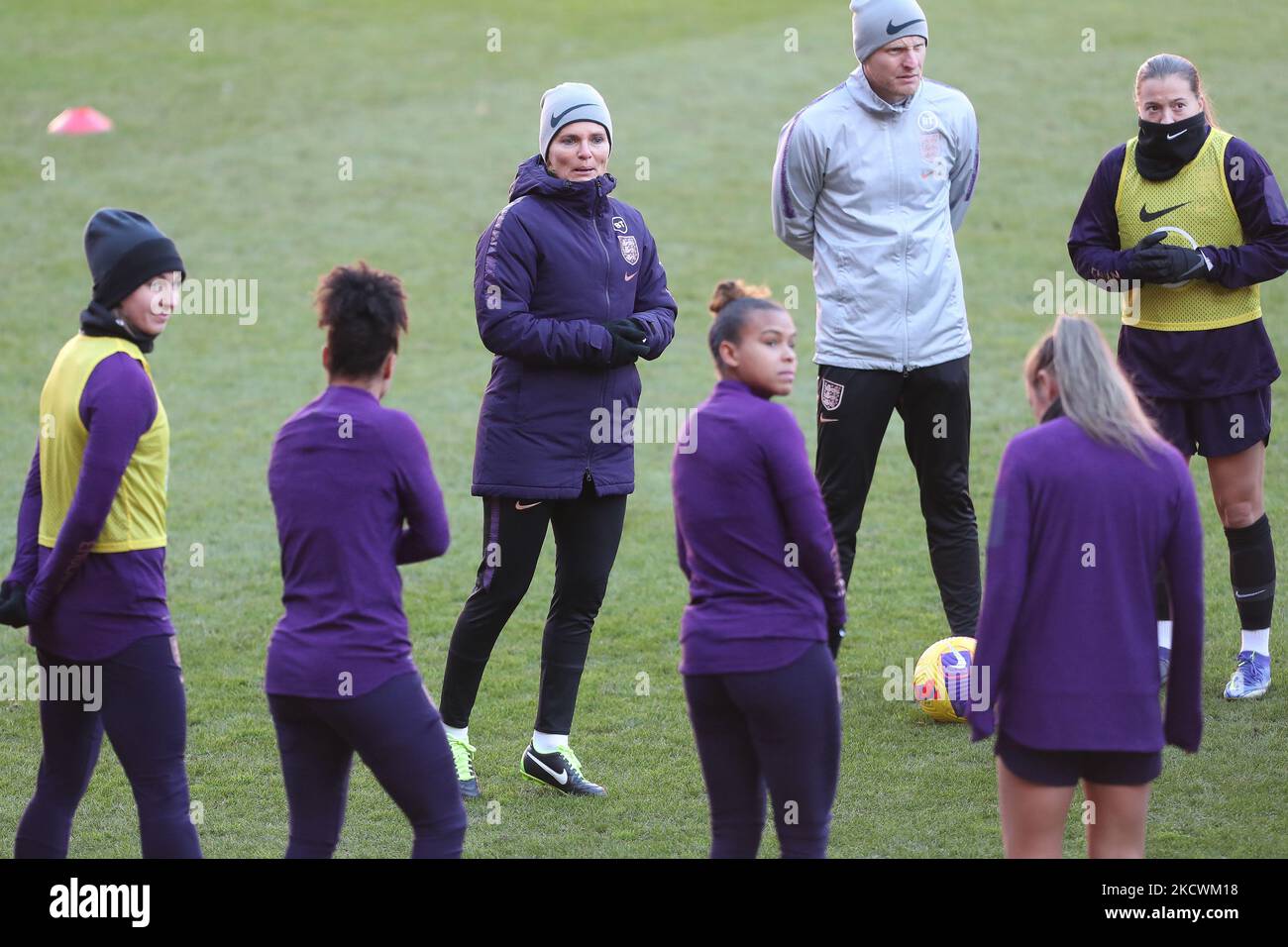 SARINA WIEGMAN the England manager during the England Women's training session at the Stadium Of Light, Sunderland on Friday 26th November 2021. (Photo by Mark Fletcher/MI News/NurPhoto) Stock Photo