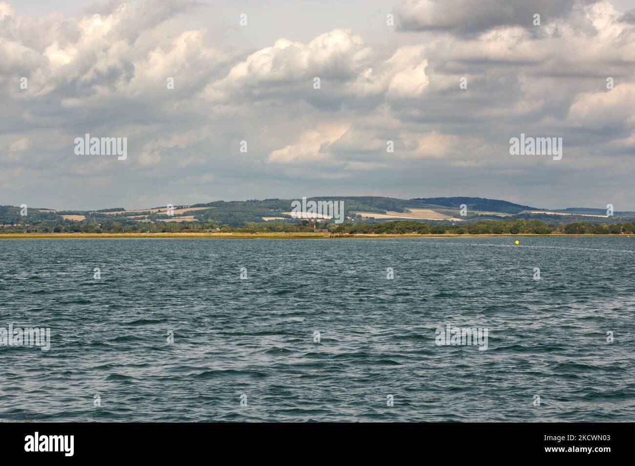 Chichester Harbour near Ichenor in West Sussex, England. With South Downs in background. Stock Photo