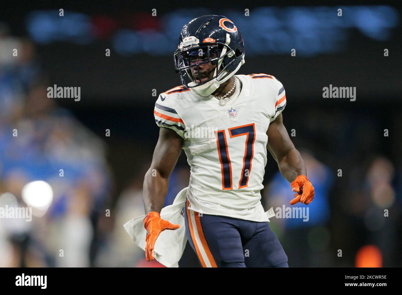 Chicago Bears wide receiver Jakeem Grant (17) is seen during the second half of an NFL football game against the Detroit Lions in Detroit, Michigan USA, on Thursday, November 25, 2021. (Photo by Jorge Lemus/NurPhoto) Stock Photo