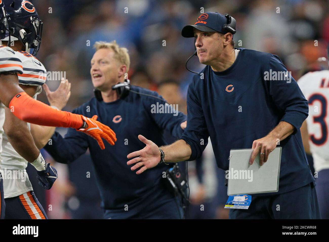 Chicago Bears assistant teams Brian Ginn is seen during the second half of an NFL football game against the Detroit Lions in Detroit, Michigan USA, on Thursday, November 25, 2021. (Photo by Jorge Lemus/NurPhoto) Stock Photo