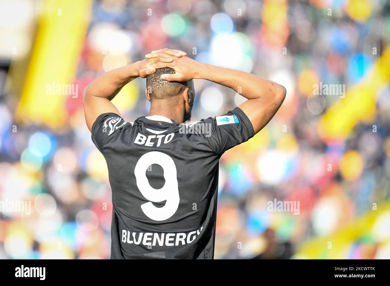 Norberto Bercique Gomes Betuncal (Udinese) reacts after missing the goal during the italian soccer Serie A match Udinese Calcio vs Genoa CFC on November 28, 2021 at the Friuli - Dacia Arena stadium in Udine, Italy (Photo by Ettore Griffoni/LiveMedia/NurPhoto) Stock Photo
