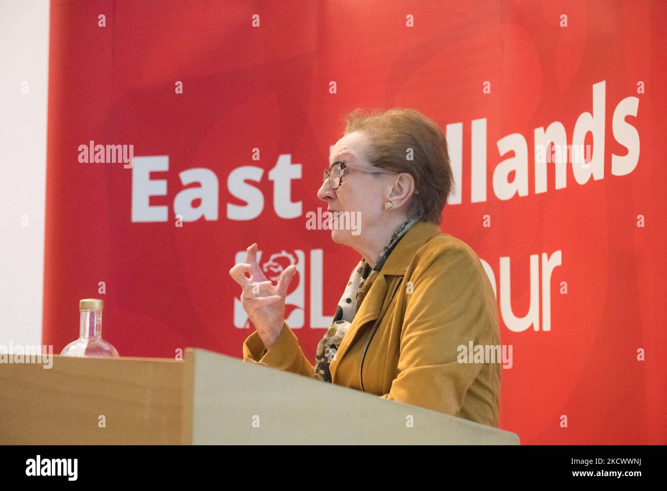 The East Midlands Labour Party Conference 2022, Holywell Park Conference Centre, Loughborough, Leicestershire, England, UK. 5th Nov, 2022. Rt.Hon. Dame Margaret Beckett MP, speaking at the East Midlands Labour Party Conference. Credit: Alan Beastall/Alamy Live News Stock Photo