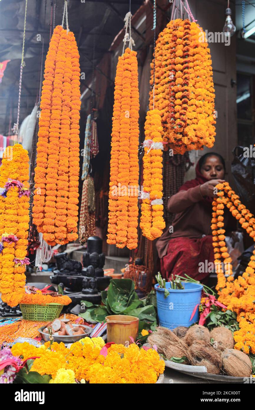 Garlands and other religious pooja items (items for prayer ceremonies
