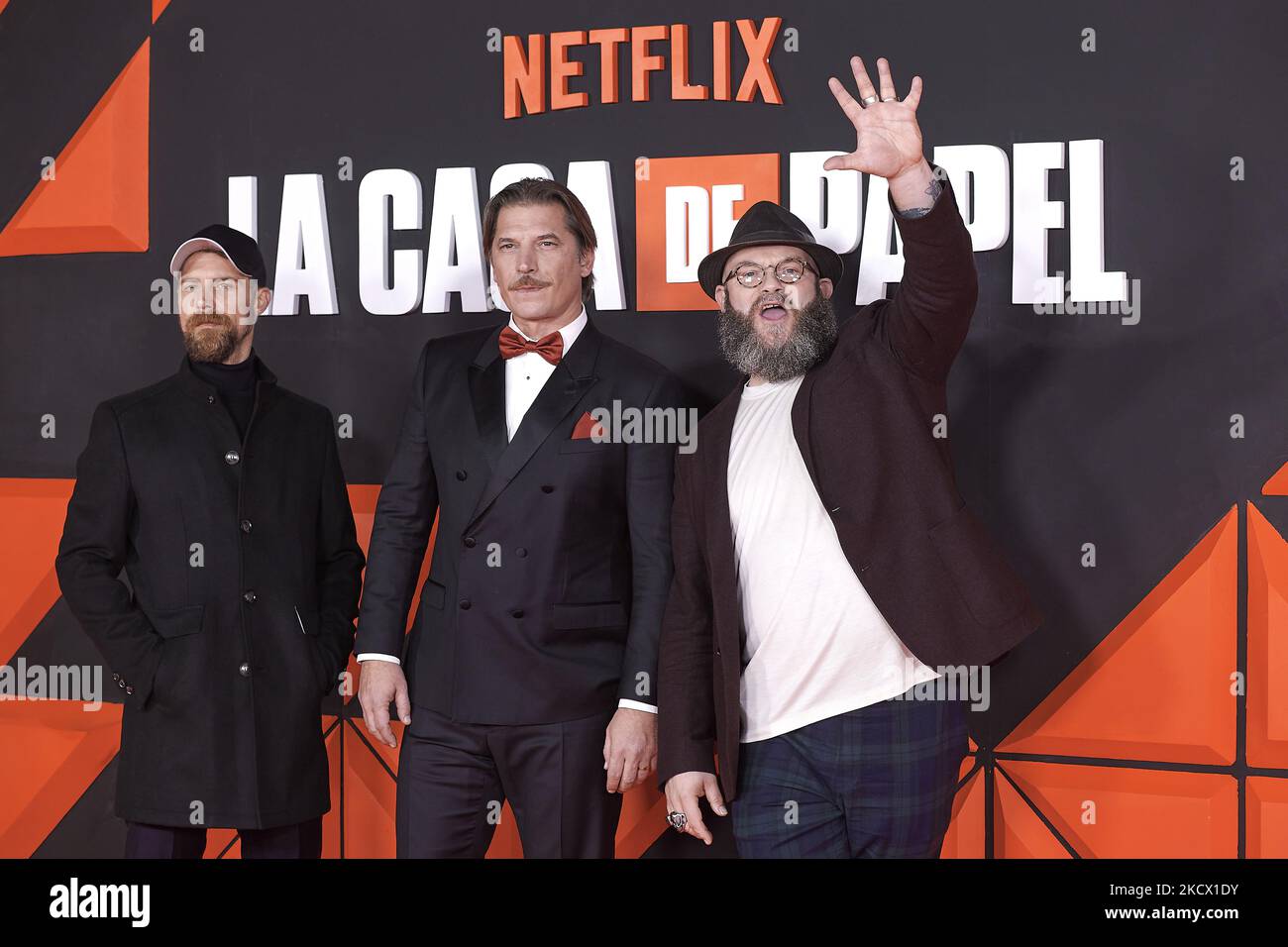 Jose Manuel Poga, Luca Peros, Darko Peric attends the Netflix 'La Casa