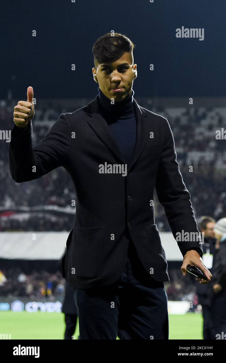 Kaio Jorge of FC Juventus gestures during the Serie A match between US Salernitana 1919 and FC Juventus at Stadio Arechi, Salerno, Italy on 30 November 2021. (Photo by Giuseppe Maffia/NurPhoto) Stock Photo