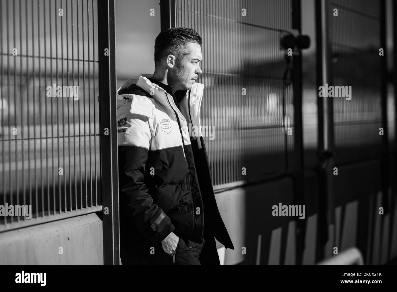 Andre Lotterer (ger), TAG Heuer Porsche Formula E Team, portrait during the ABB Formula E pre-season test at Circuit Ricardo Tormo in Valencia on December 1st and 2nd in Spain. (Editor note: Edited in black and white) (Photo by Xavier Bonilla/NurPhoto) Stock Photo