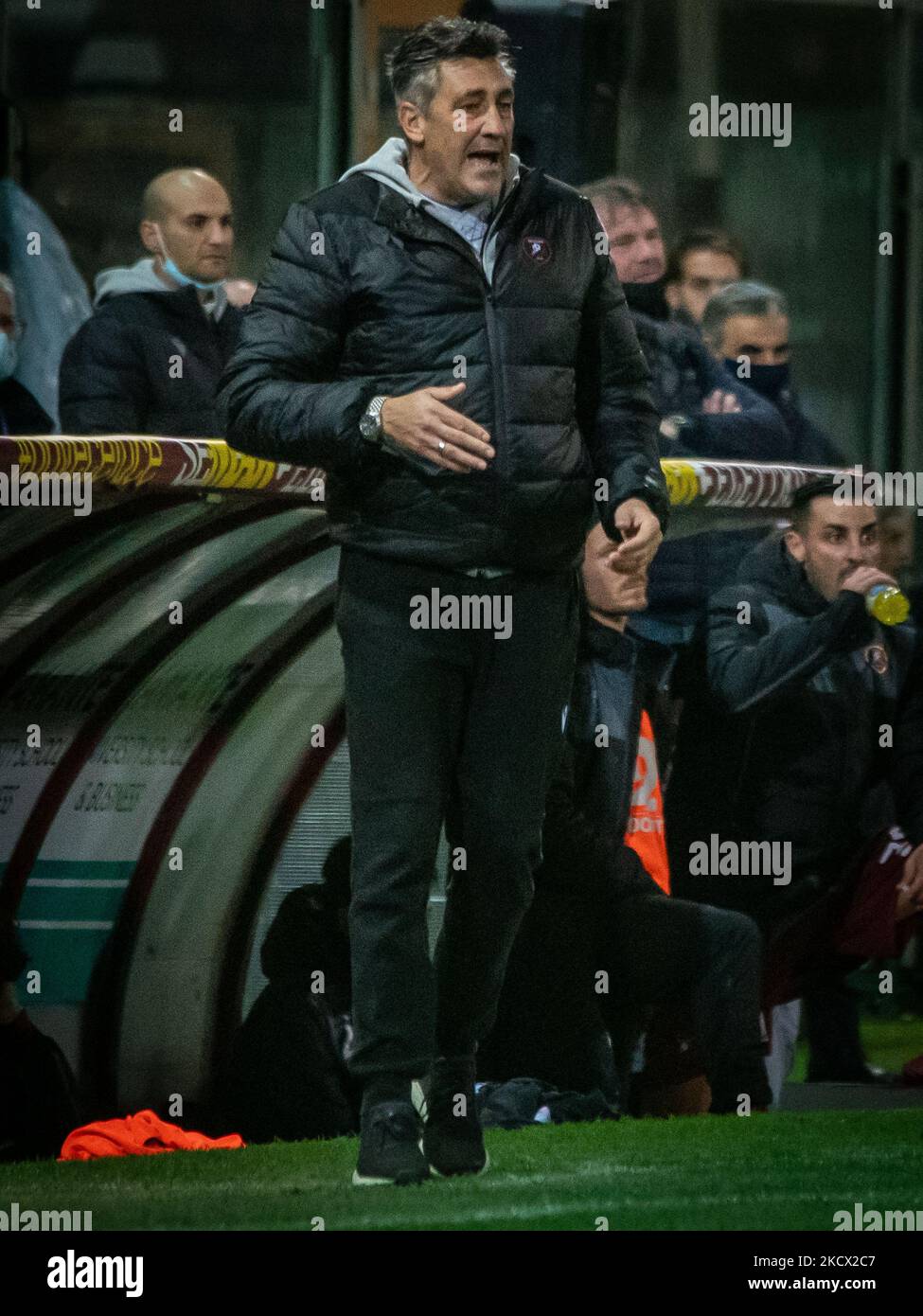 Aglietti Alfredo coach Reggina during the Italian soccer Serie B match Reggina 1914 vs Ascoli Calcio on November 30, 2021 at the Oreste Granillo stadium in Reggio Calabria, Italy (Photo by Valentina Giannettoni/LiveMedia/NurPhoto) Stock Photo