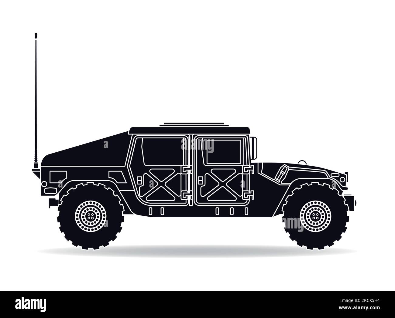 An American military vehicle in black and white Stock Vector