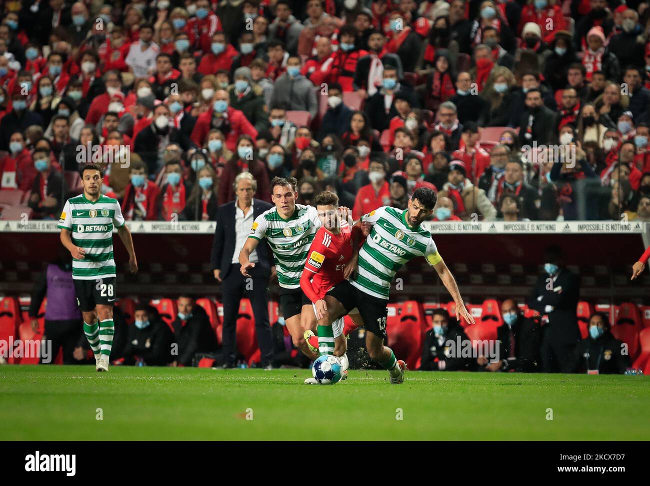 Luis Neto of Sporting CP during the Liga Bwin match between SL Benfica and Sporting CP at Estadio da Luz on December 3, 2021 in Lisbon, Portugal. (Photo by Paulo Nascimento/NurPhoto) Stock Photo