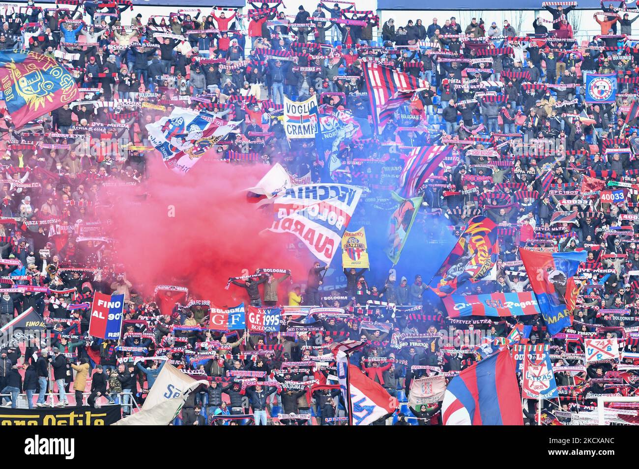 Fans of Bologna during the italian soccer Serie A match Bologna FC