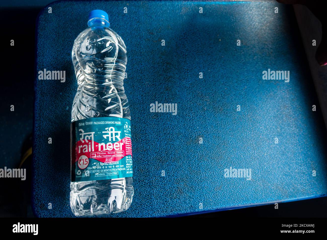 July 4th 2022 Haridwar India. Rail Neer packaged drinking water bottle offered by Indian Railways. Stock Photo