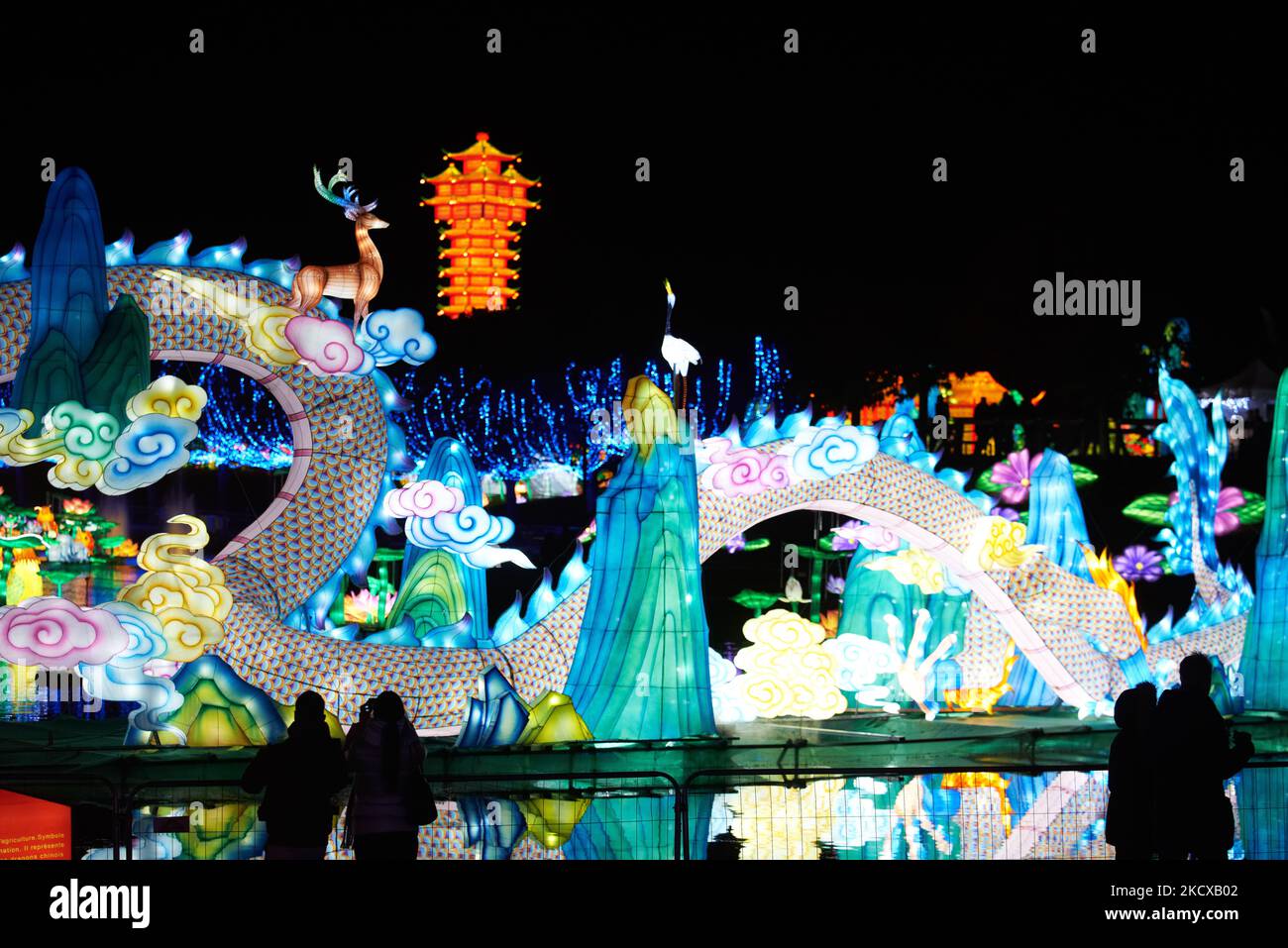 People look at the giant chinese dragon. After being organized in ...