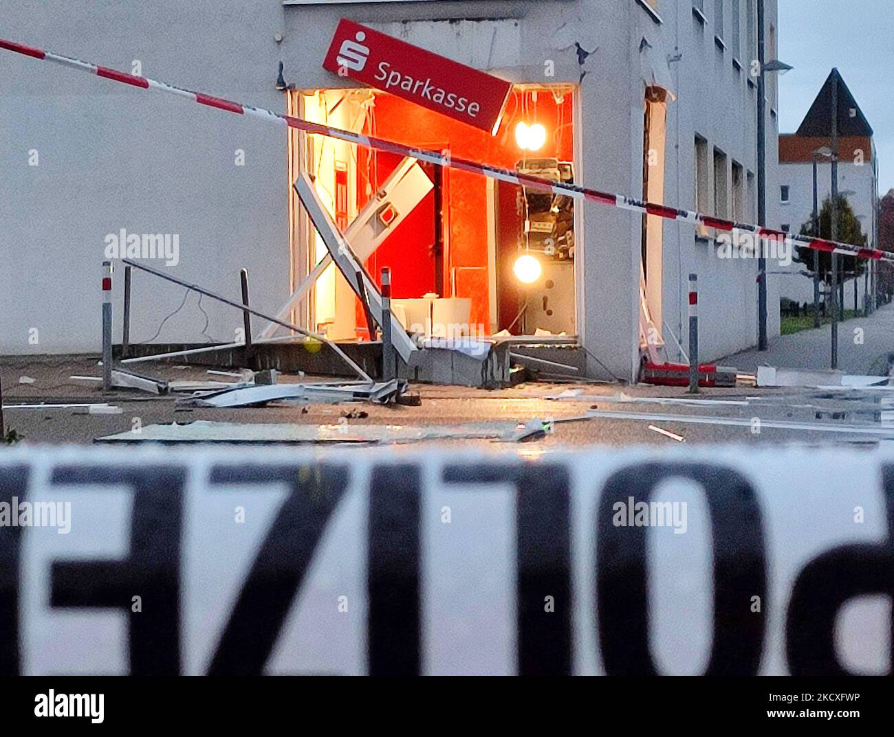 Karlsruhe, Germany. 05th Nov, 2022. Unknown persons have blown up an ATM at a retirement home in Karlsruhe and damaged parts of the building in the process. For safety reasons, residents had to leave their accommodation briefly on Saturday night, according to police reports, but were then able to return. Credit: Thomas Riedel/Stutenseeredaktion/dpa/Alamy Live News Stock Photo