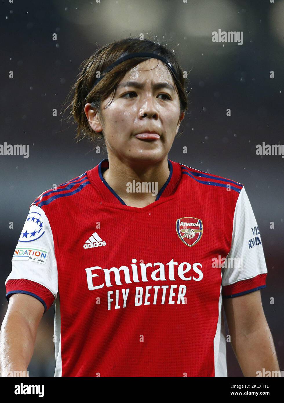 Mana Iwabuchi of Arsenal during Woman's Champions League Group C between Arsenal Women and Barcelona Femenino at Emirates Stadium, Crawly on 09th December, 2021 (Photo by Action Foto Sport/NurPhoto) Stock Photo