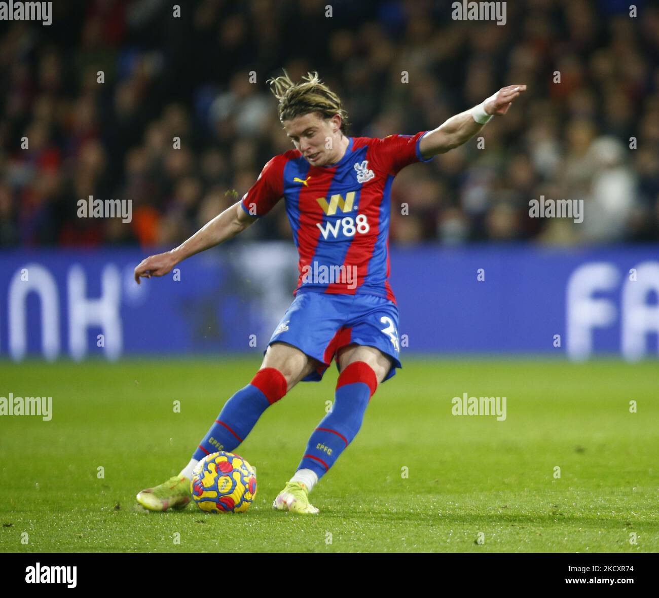 Crystal Palace's Conor Gallagher (on loan from Chelsea) during Premier League between Crystal Palace and Everton at Selhurst Park Stadium, London on 12th December, 2021 (Photo by Action Foto Sport/NurPhoto) Stock Photo